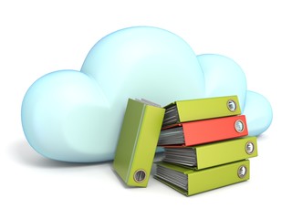 Cloud icon with office folders 3D