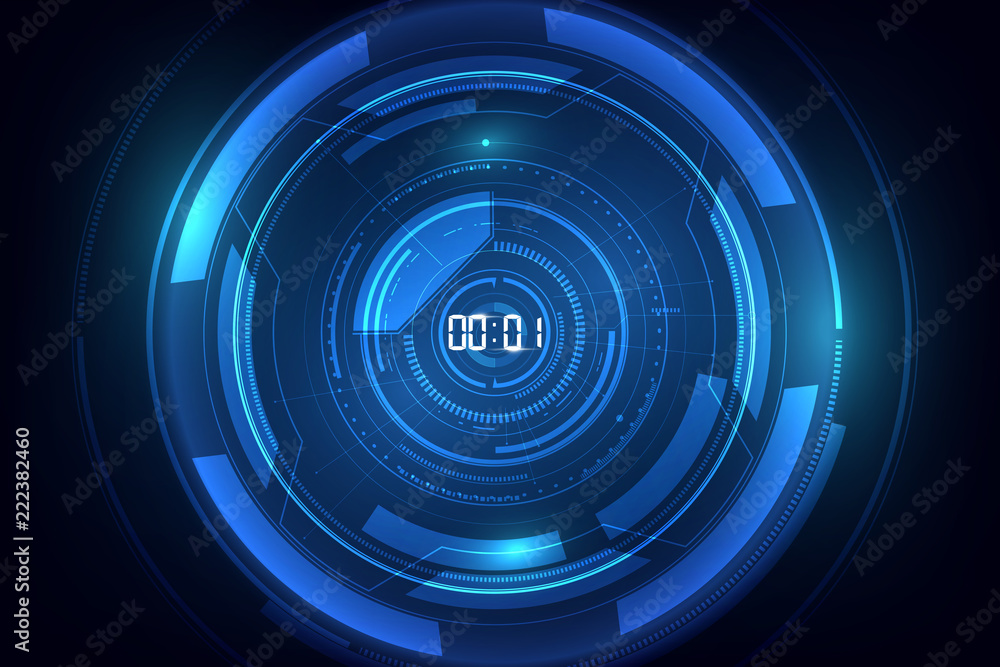 Poster abstract futuristic technology background with digital number timer concept and countdown, vector tr