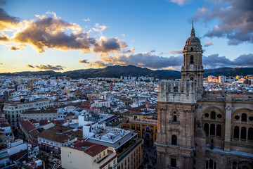 Fototapeta na wymiar Malaga Spain At Sunset