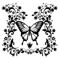 graphic element butterfly with flourishes