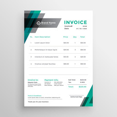 invoice template design in abstract style