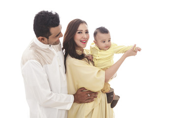 happy little family with cute baby