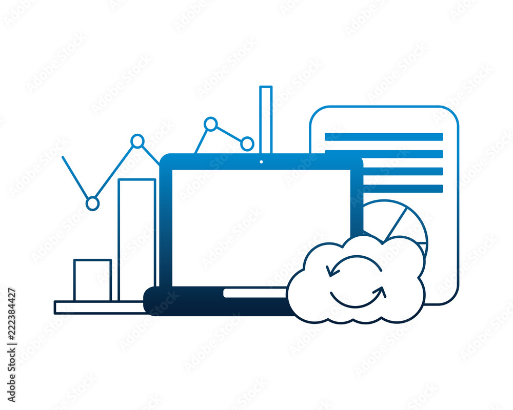 Poster laptop cloud computing reload chart finance document