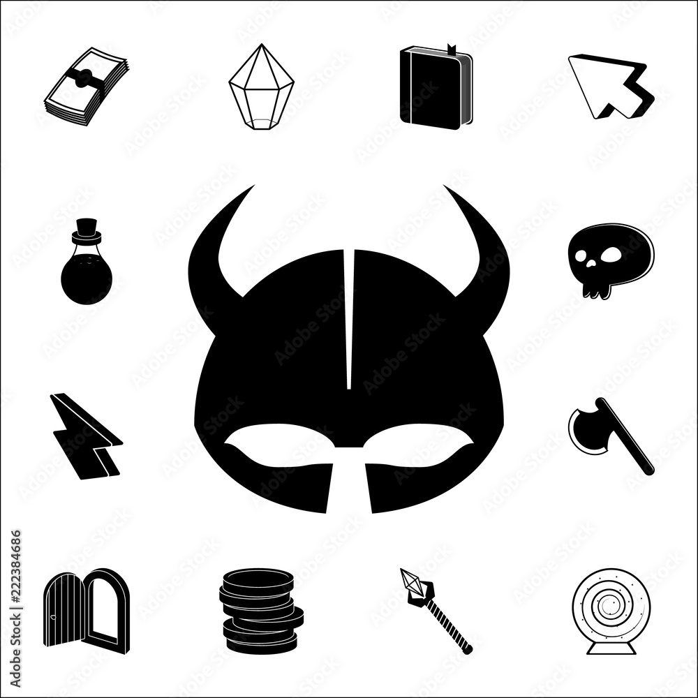 Poster knight helmet icon. game icons universal set for web and mobile