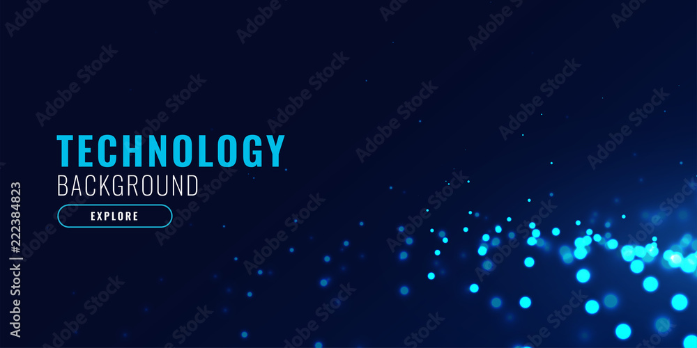 Poster abstract technology background with glowing blue particle dots - Posters