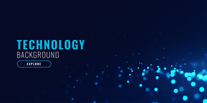 abstract technology background with glowing blue particle dots