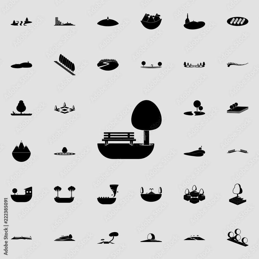 Poster bench under the tree icon. park and landscape icons universal set for web and mobile