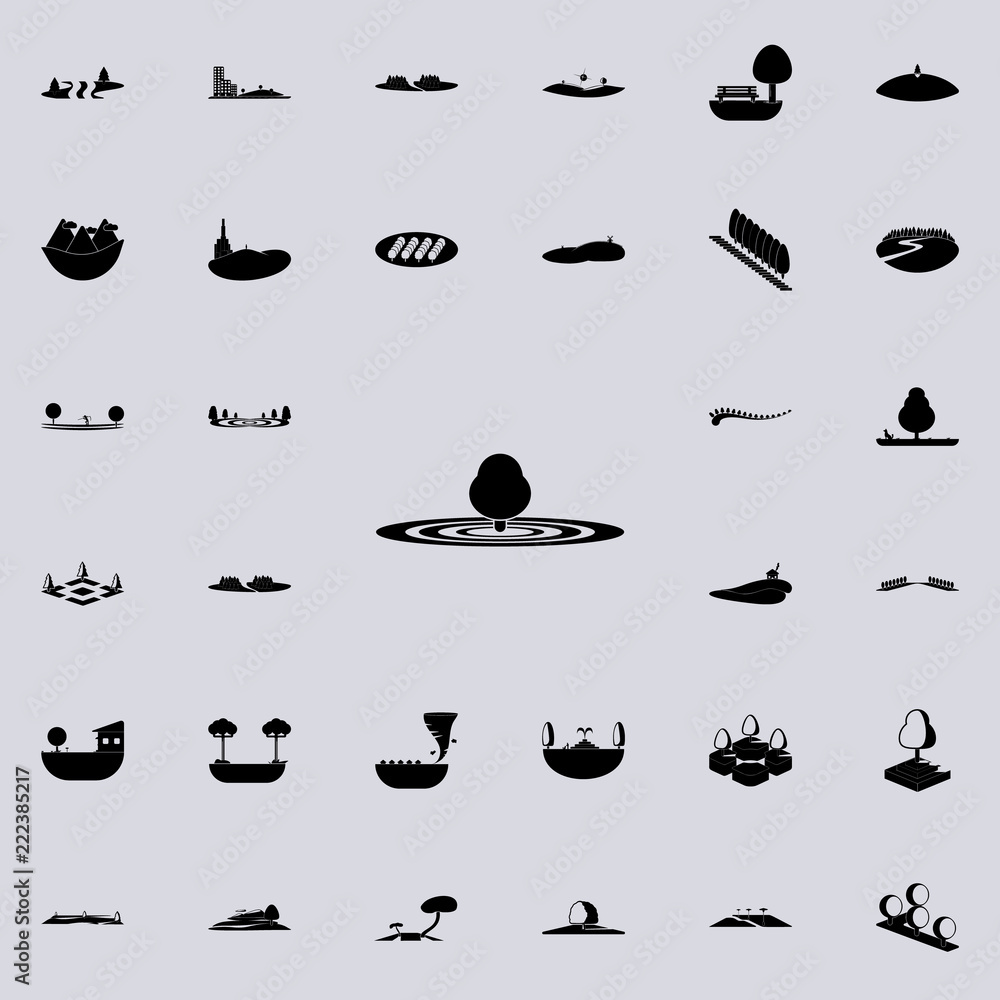 Poster tree in center of field icon. park and landscape icons universal set for web and mobile