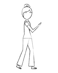 woman walking using smartphone device