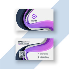 abstract business card design with purple wavy shapes
