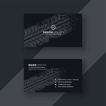 abstract dark business card with tire mark