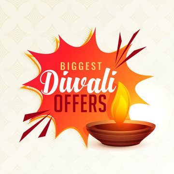 Diwali Festival Offer Banner With Diya