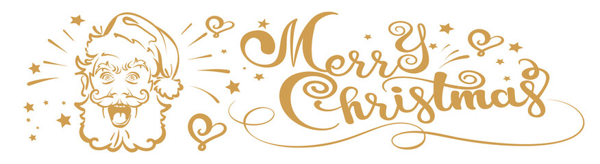 Vector Christmas Card, Santa Claus and text Merry Christmas