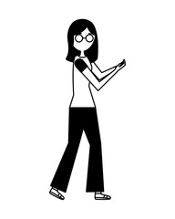 woman walking using smartphone device