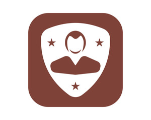 shield person avatar figure silhouette profile image vector icon logo