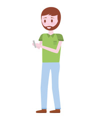 young man with smartphone avatar character