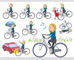 Naklejka premium flat type school girl White_city cycle