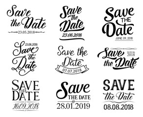 Vector lettering. Save the Date and wedding