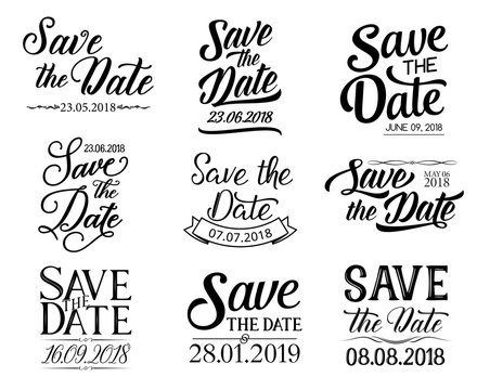 Vector lettering. Save the Date and wedding
