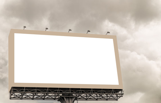Blank billboard. white cloud the background
