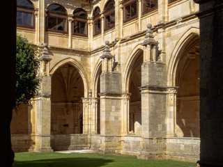 Fototapeta na wymiar Courtyard and cloister of the Royal Monastery (Real Monasterio) - San Zoilo, Castile and Leon, Spain