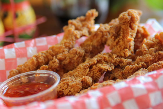 Crispy Tender Southern Fried Chicken Breast Tenders With Chili Cip