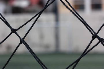 soccer goal close up blur background of field