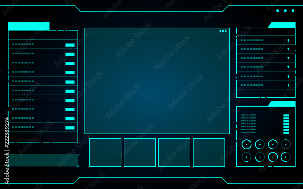 Wall mural Blue abstract Technology Interface hud on black background vector design.