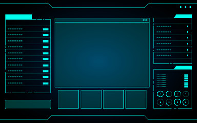Blue abstract Technology Interface hud on black background vector design.