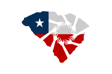 Hands Helping South Carolina Vector Illustration