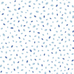 Seamless vector floral pattern with tiny outline leaves in blue colors on white background. Ditsy print.
