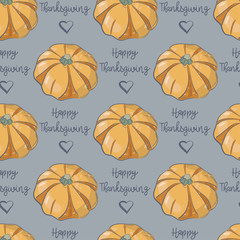 Happy Thanksgiving Day seamless pattern. Pumkin seamless pattern. Hand drawn pumkin