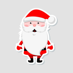 Christmas sticker. Funny Santa Claus. Winter icon. Vector illustration.