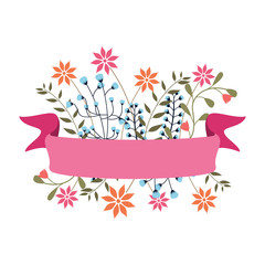 Floral Ribbons Banner with Beautiful Flower Decoration Illustration