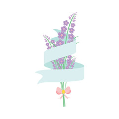 Floral Ribbons Banner with Beautiful Flower Decoration Illustration