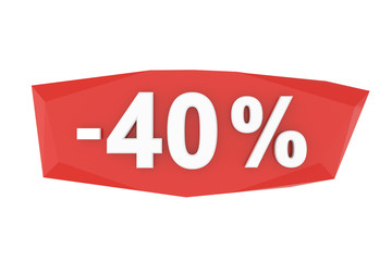 Forty percent sale. 3D rendering.