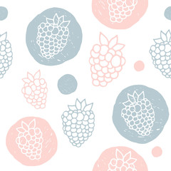 Vector seamless pattern of Berries. The cartoon style. Scandinavian style. Bright colors