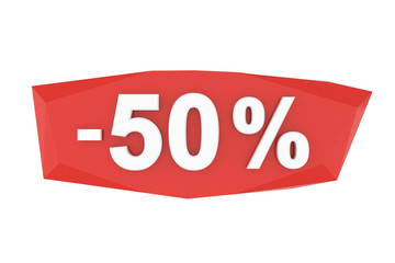 Fifty percent sale. 3D rendering.