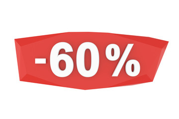 Sixty percent sale. 3D rendering.