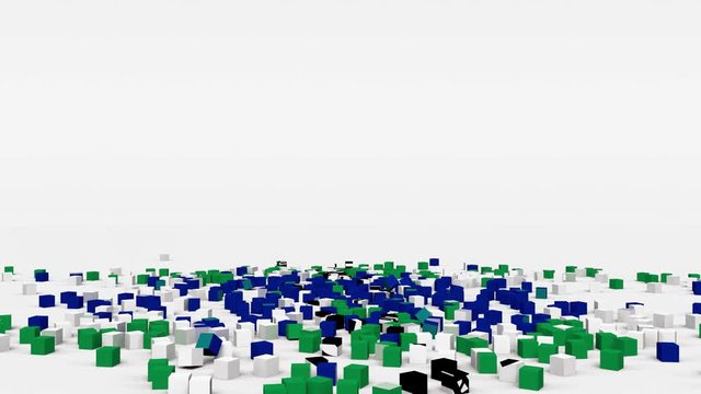 Flag of Lesotho created from 3d cubes in slow motion