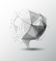 Abstract Molecules with line, node, geometric, low poly, polygon and triangle. Vector design network connection technology on bright gray background. Futuristic, science,  network technology concept