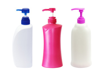 Plastic Bottle pump Of Gel, Liquid Soap, Lotion, Cream, Shampoo on white background