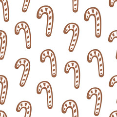 Gingerbread. Vector seamless pattern with Christmas cookies