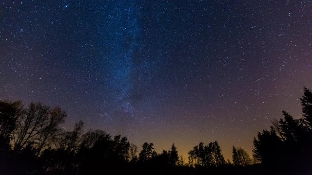 Starry nigh sky with Milky Way 4k timelapse. 3840x2160, 24fps