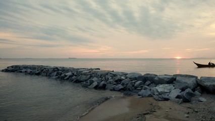 ray of sunset at the beach