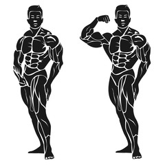 Bodybuilder showing his biceps, fitness concept, vector illustration