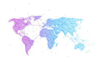 Fototapeta premium Global network connection. World map point and line composition concept of global business. Vector Illustration