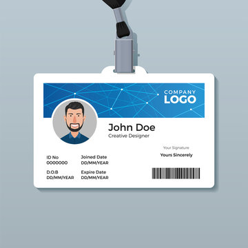 Modern Blue Polygon ID Card Template