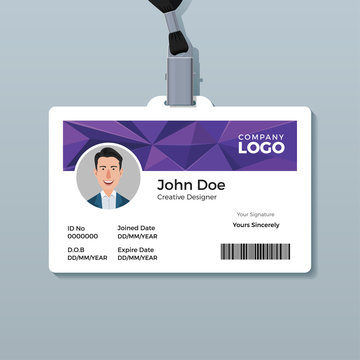 Purple Polygon ID Card Template
