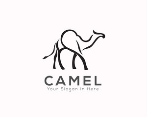 brush walking camel art logo